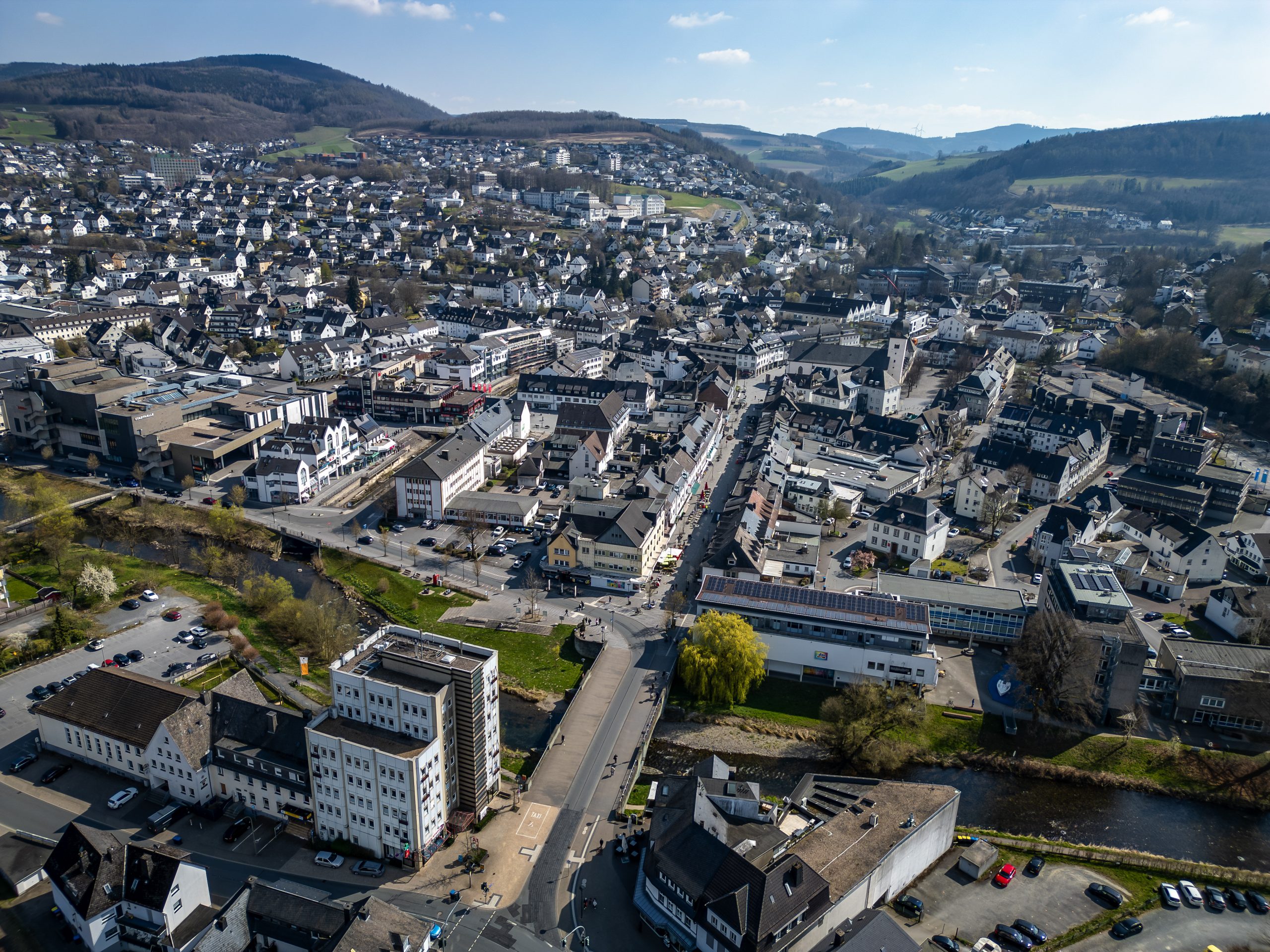 Innenstadt von Meschede aus der Vogelperspektive
